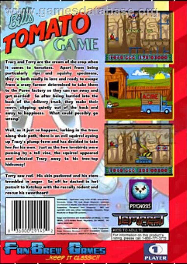Bill's Tomato Game - Sega Genesis - Artwork - Box Back