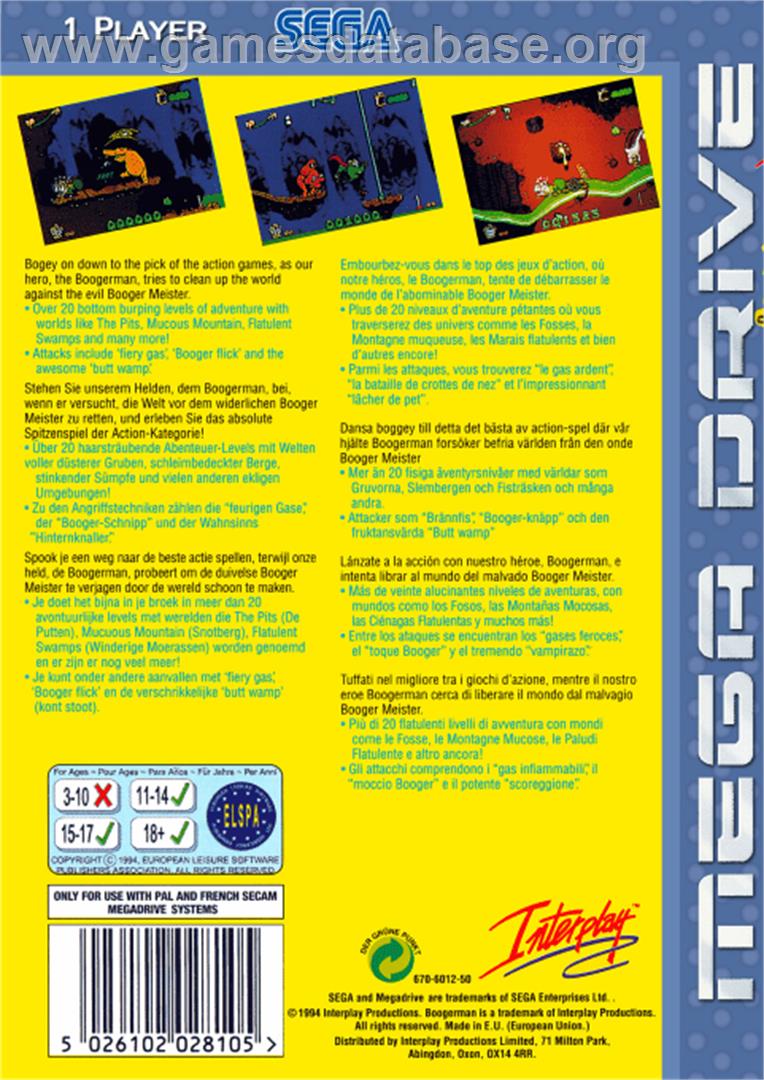 Boogerman: A Pick and Flick Adventure - Sega Genesis - Artwork - Box Back