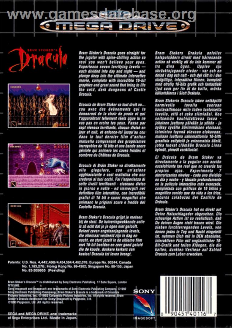 Bram Stoker's Dracula - Sega Genesis - Artwork - Box Back