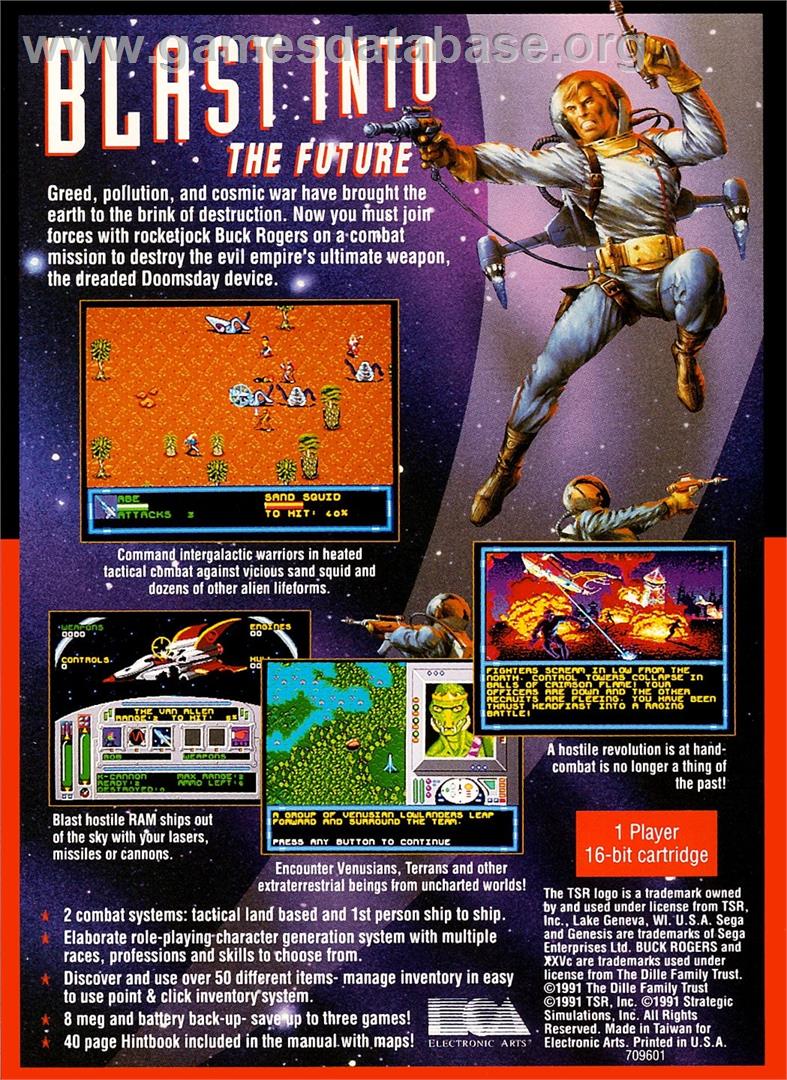 Buck Rogers - Countdown To Doomsday - Sega Genesis - Artwork - Box Back