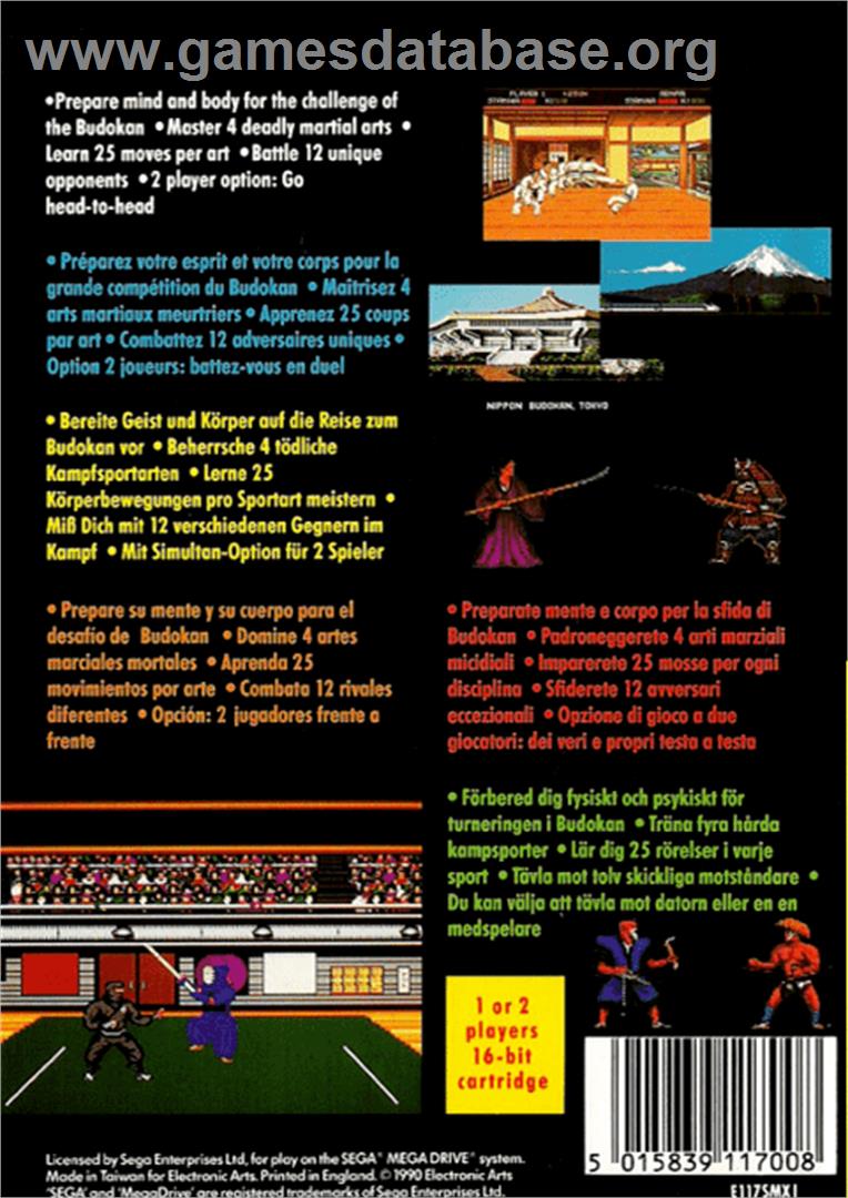 Budokan: The Martial Spirit - Sega Genesis - Artwork - Box Back