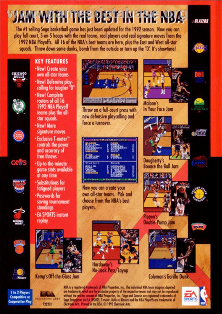 Bulls vs. Blazers and the NBA Playoffs - Sega Genesis - Artwork - Box Back