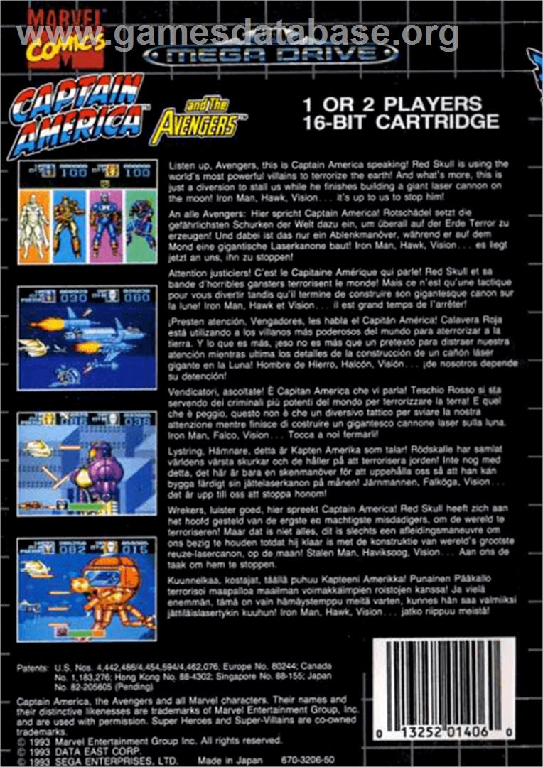 Captain America and The Avengers - Sega Genesis - Artwork - Box Back