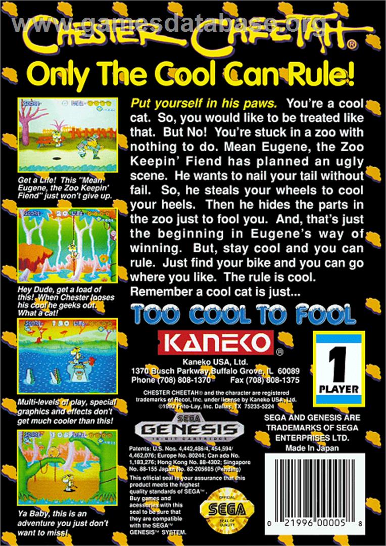Chester Cheetah: Too Cool to Fool - Sega Genesis - Artwork - Box Back