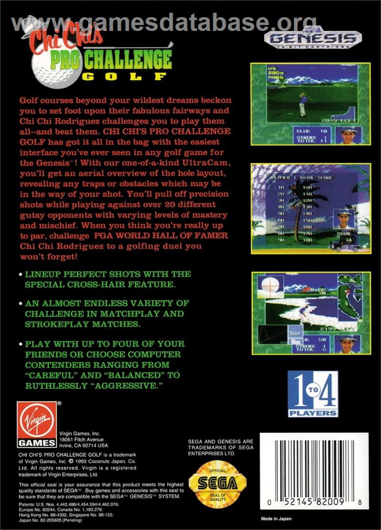 Chi Chi's Pro Challenge Golf - Sega Genesis - Artwork - Box Back
