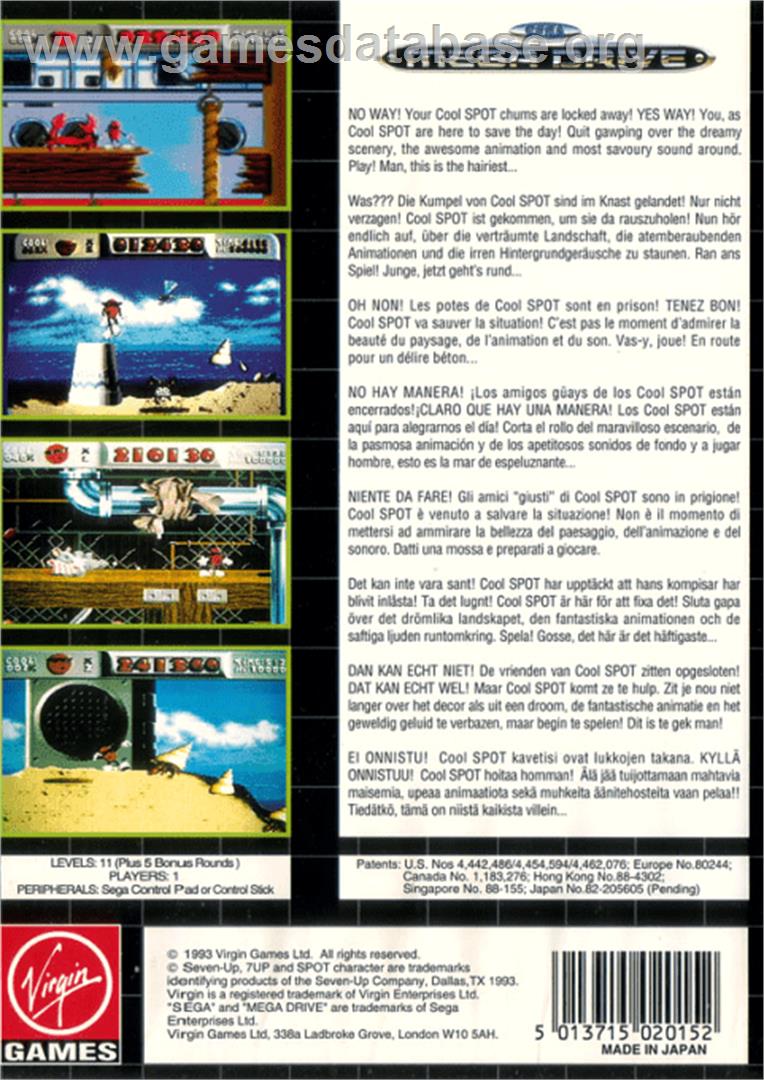Cool Spot - Sega Genesis - Artwork - Box Back