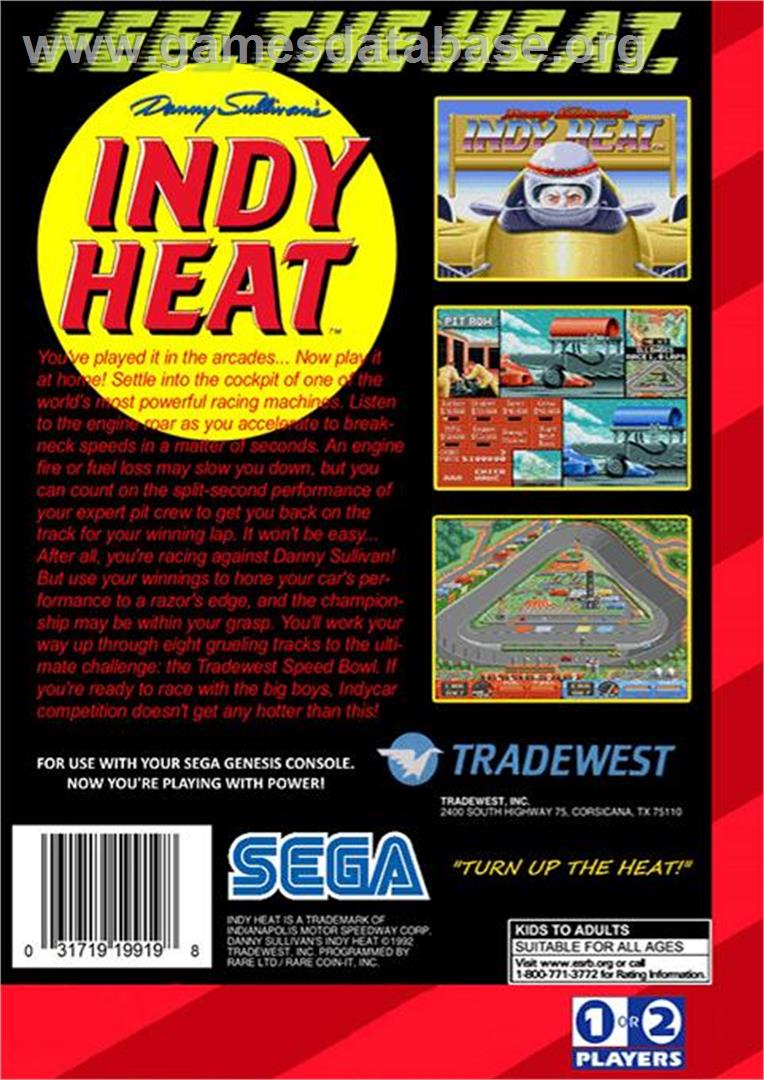 Danny Sullivan's Indy Heat - Sega Genesis - Artwork - Box Back