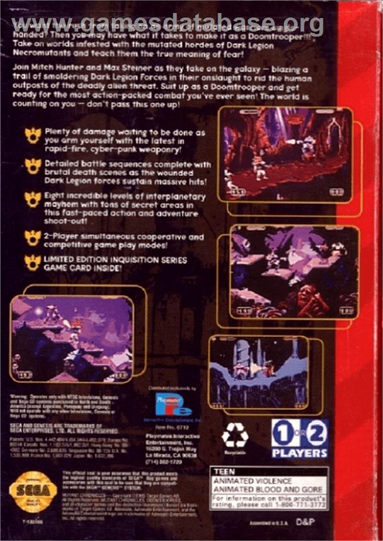 Doom Troopers: Mutant Chronicles - Sega Genesis - Artwork - Box Back