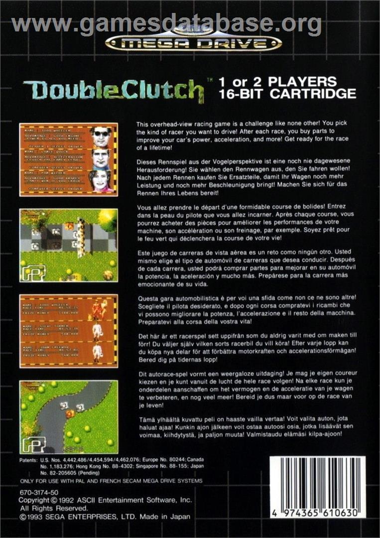 Double Clutch - Sega Genesis - Artwork - Box Back