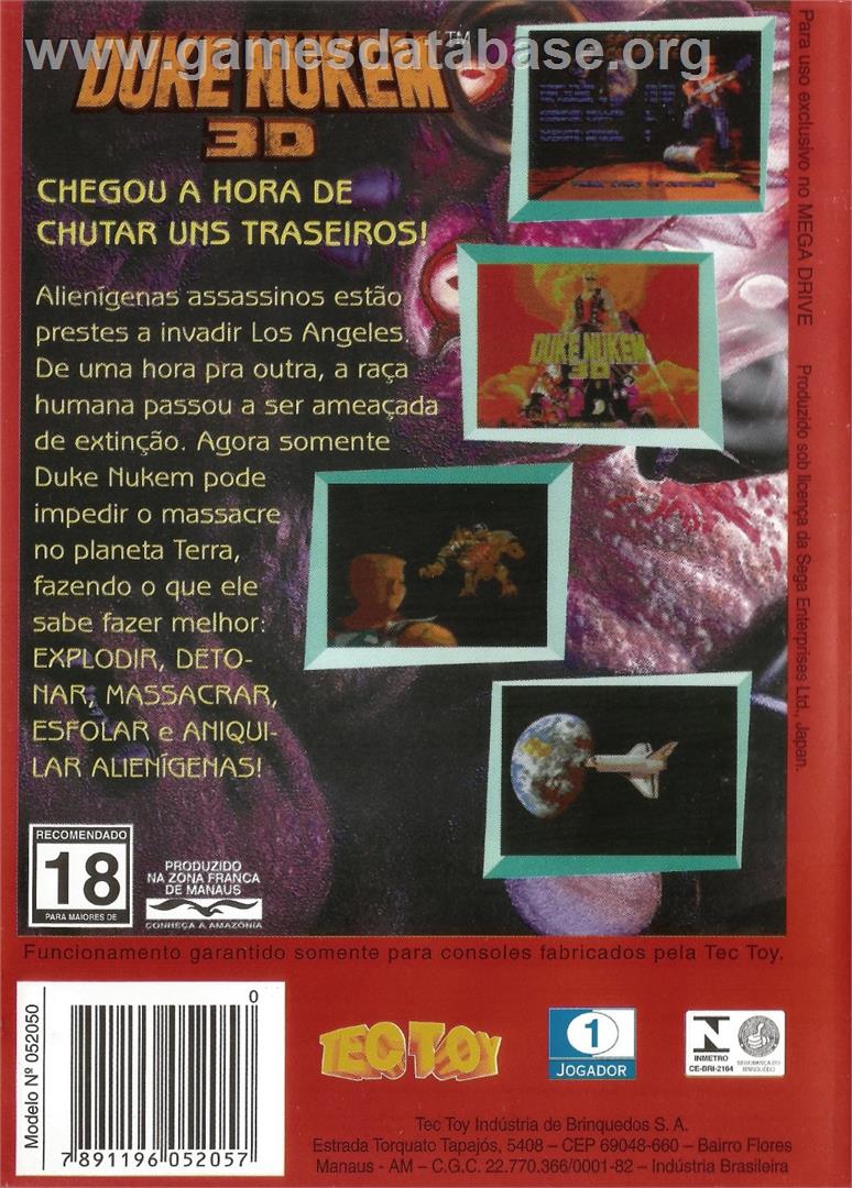 Duke Nukem 3D - Sega Genesis - Artwork - Box Back