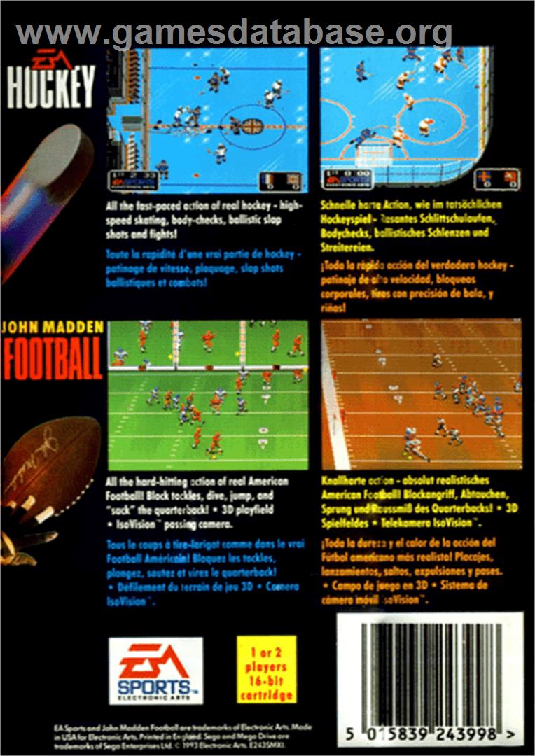 EA Sports Double Header - Sega Genesis - Artwork - Box Back