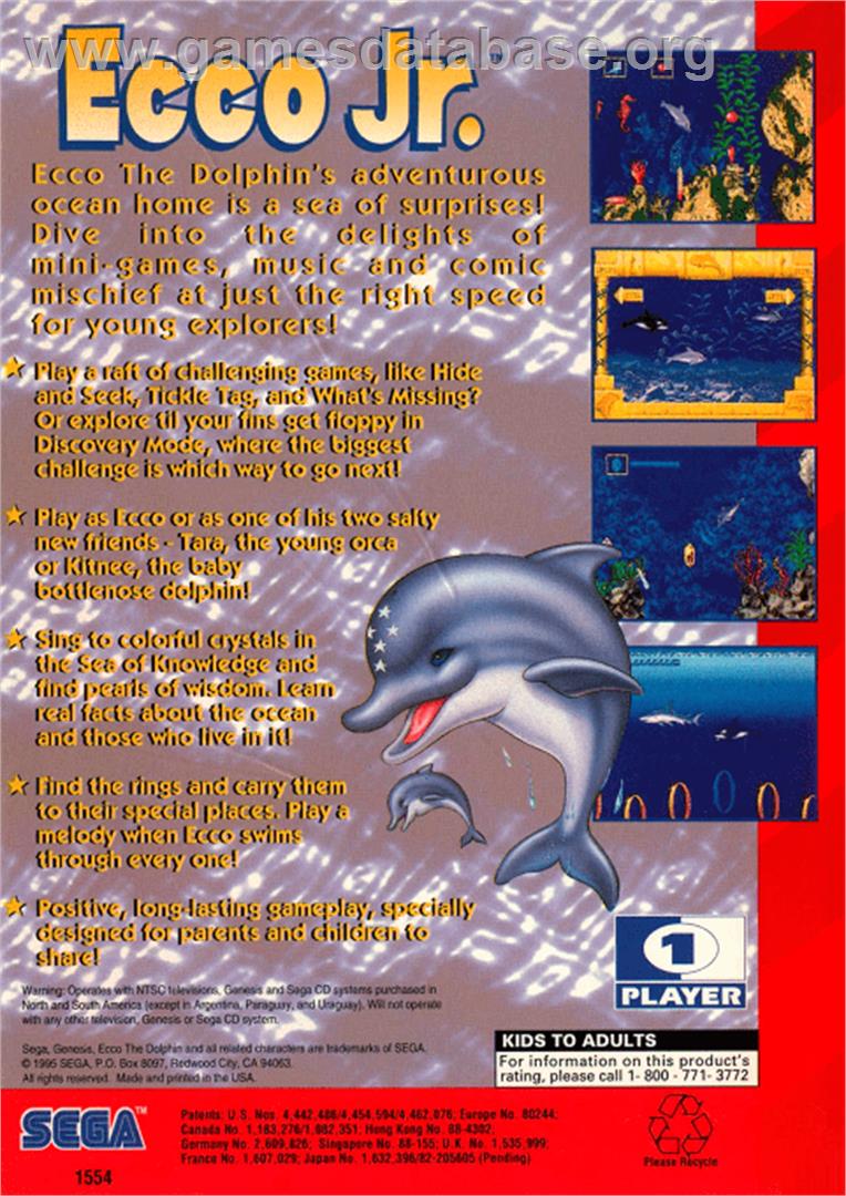 Ecco Jr. - Sega Genesis - Artwork - Box Back