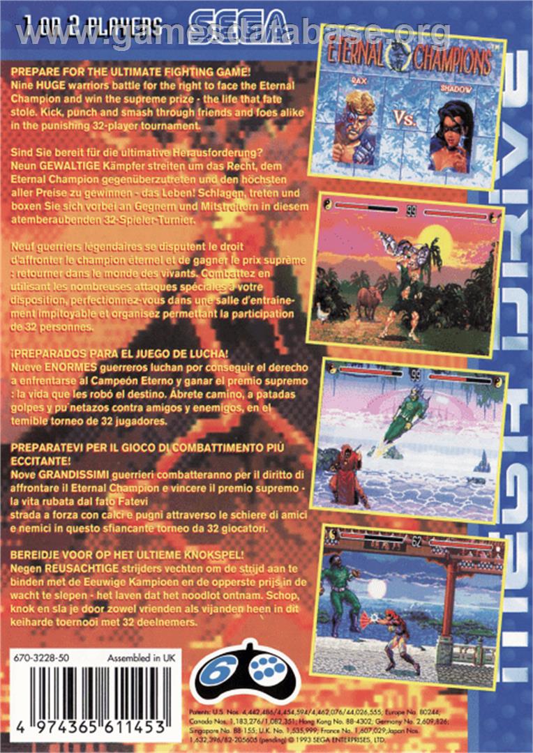 Eternal Champions - Sega Genesis - Artwork - Box Back