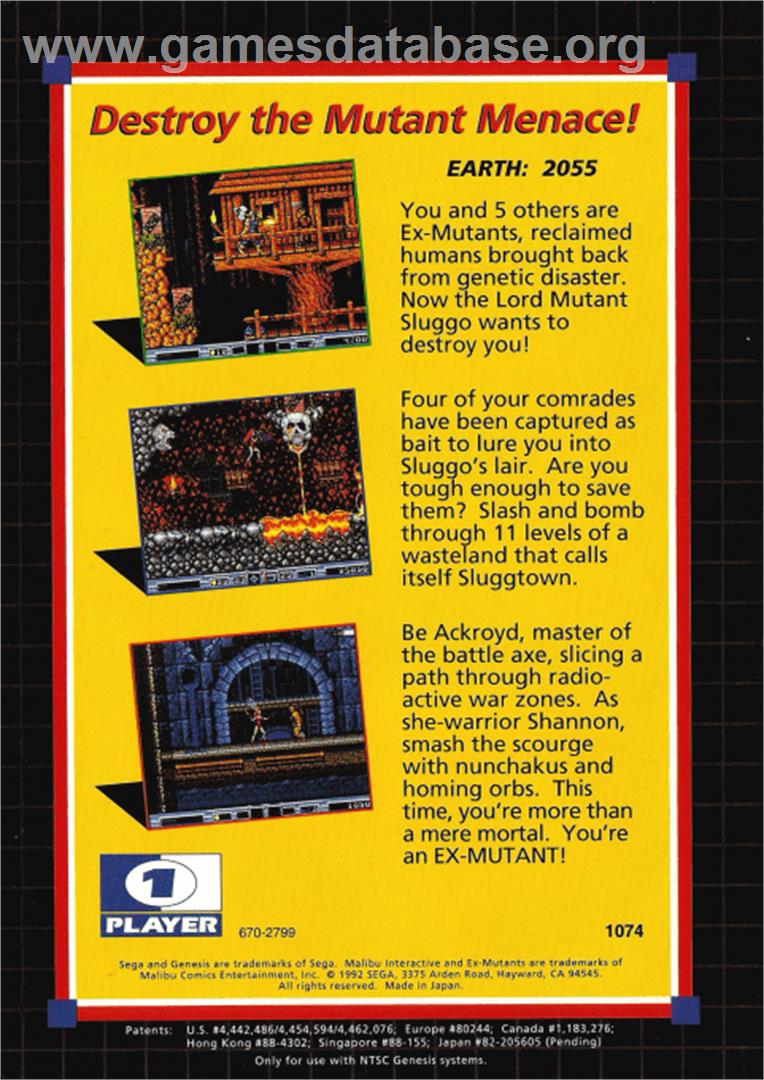 Ex-Mutants - Sega Genesis - Artwork - Box Back