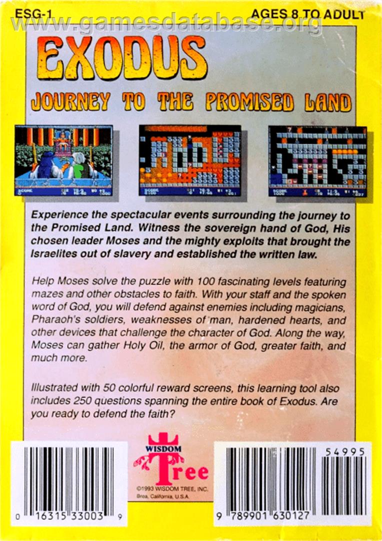 Exodus: Journey to the Promised Land - Sega Genesis - Artwork - Box Back