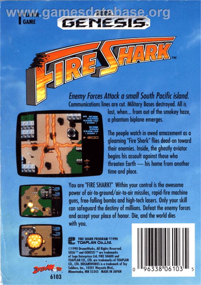 Fire Shark - Sega Genesis - Artwork - Box Back