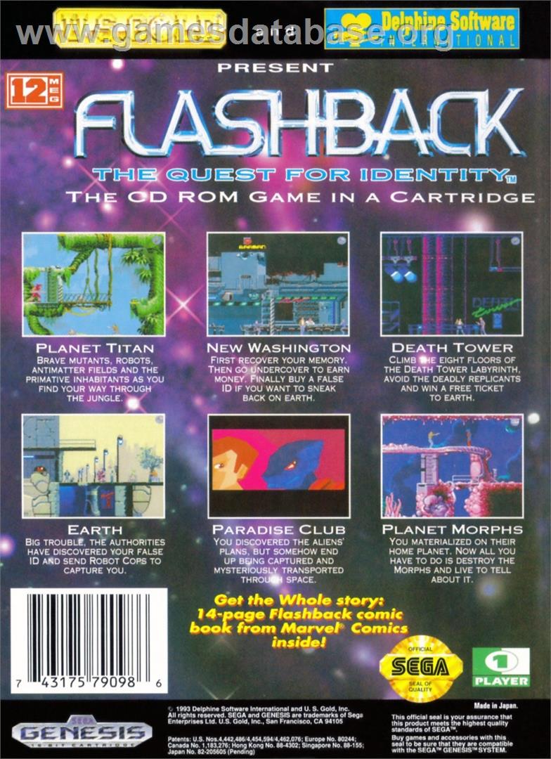 Flashback - Sega Genesis - Artwork - Box Back