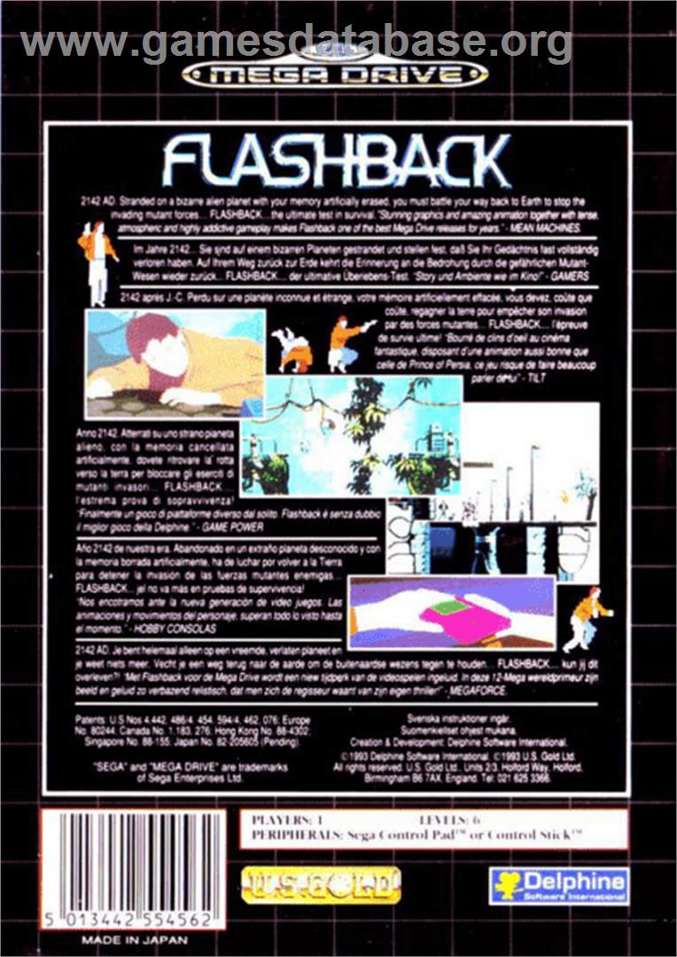 Flashback - Sega Genesis - Artwork - Box Back