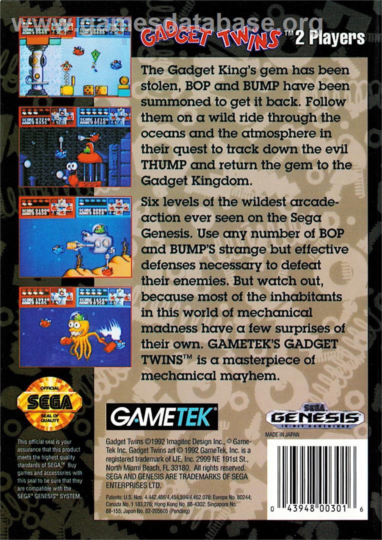Gadget Twins, The - Sega Genesis - Artwork - Box Back