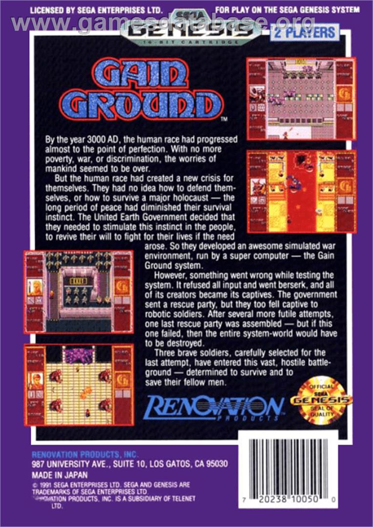 Gain Ground - Sega Genesis - Artwork - Box Back