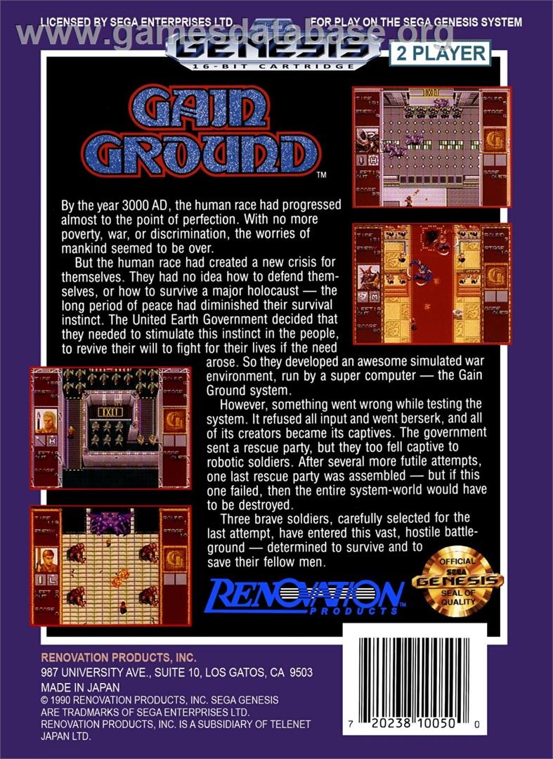 Gain Ground - Sega Genesis - Artwork - Box Back