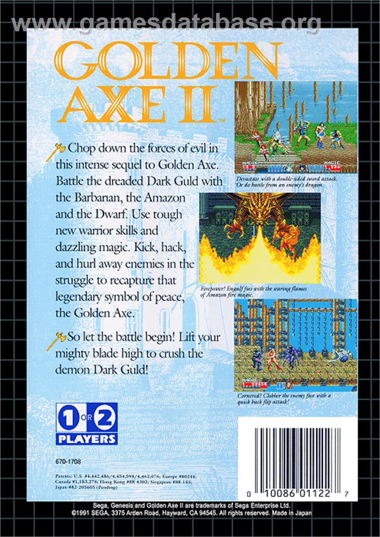 Golden Axe II - Sega Genesis - Artwork - Box Back