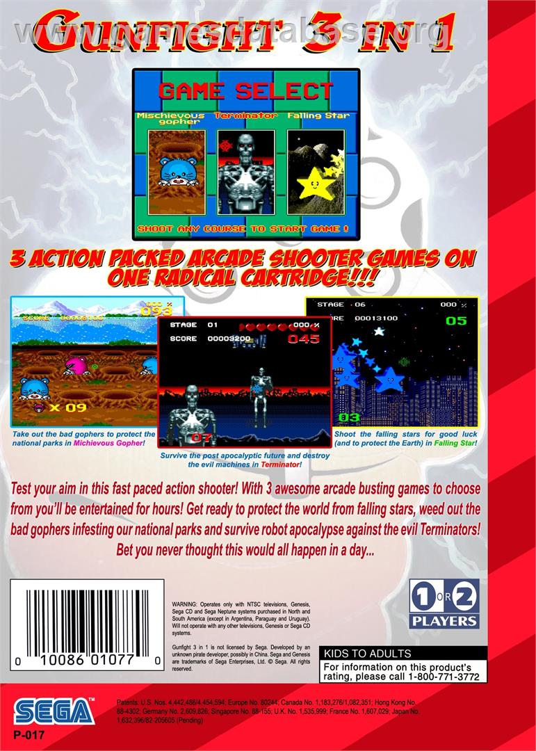 Gunfight 3 In 1 - Sega Genesis - Artwork - Box Back