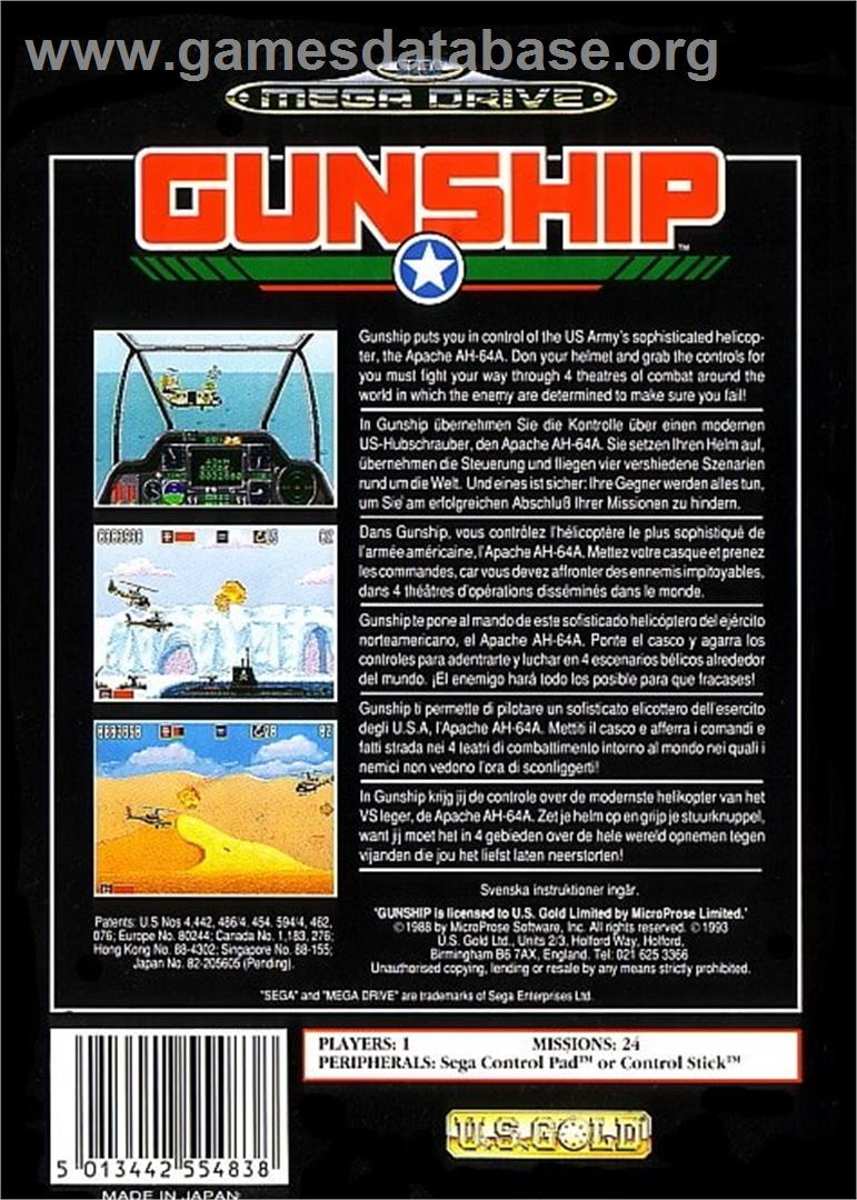 Gunship - Sega Genesis - Artwork - Box Back
