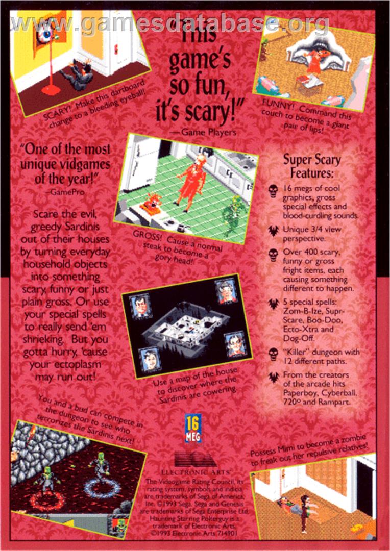 Haunting Starring Polterguy - Sega Genesis - Artwork - Box Back