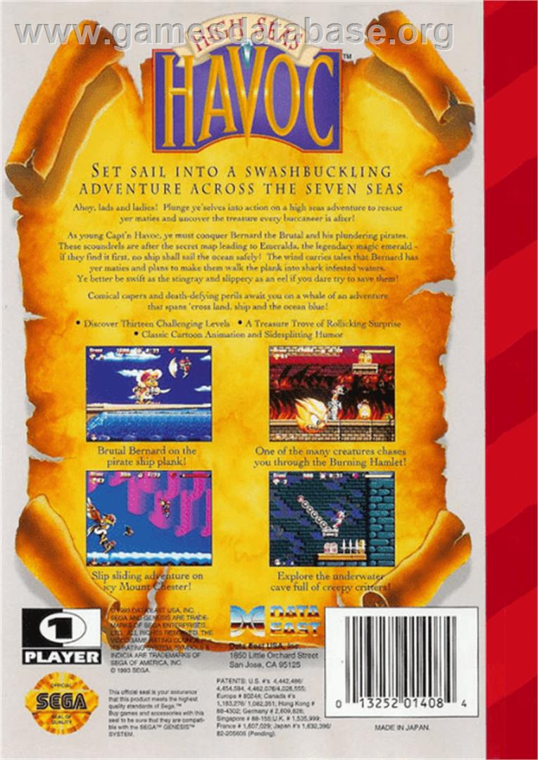 High Seas Havoc - Sega Genesis - Artwork - Box Back