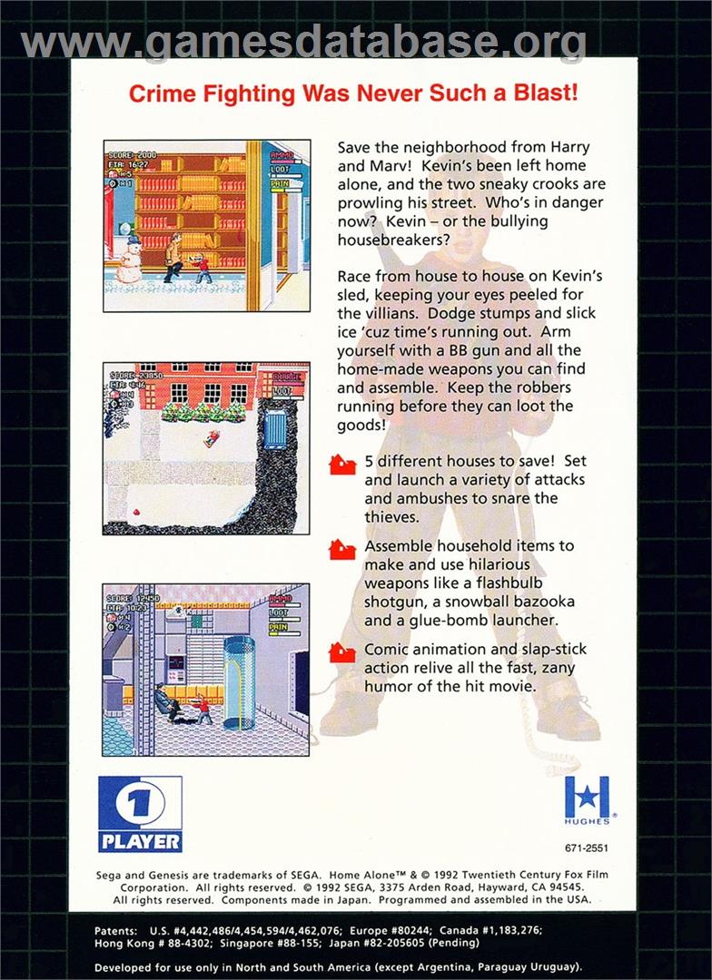 Home Alone - Sega Genesis - Artwork - Box Back