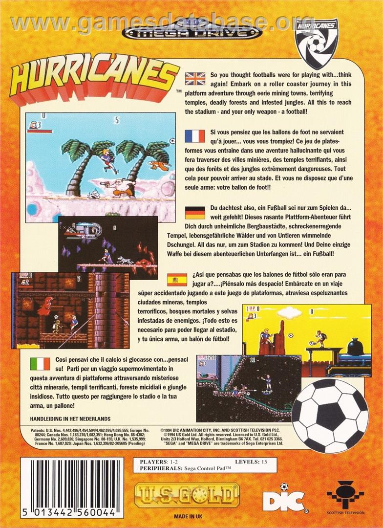 Hurricanes - Sega Genesis - Artwork - Box Back