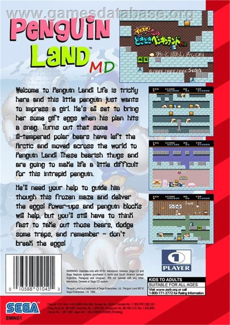 Ikasuze! Koi No Doki Doki Penguin Land Md - Sega Genesis - Artwork - Box Back