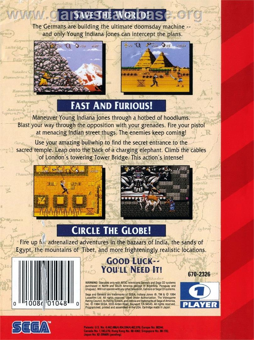 Instruments Of Chaos Starring Young Indiana Jones - Sega Genesis - Artwork - Box Back