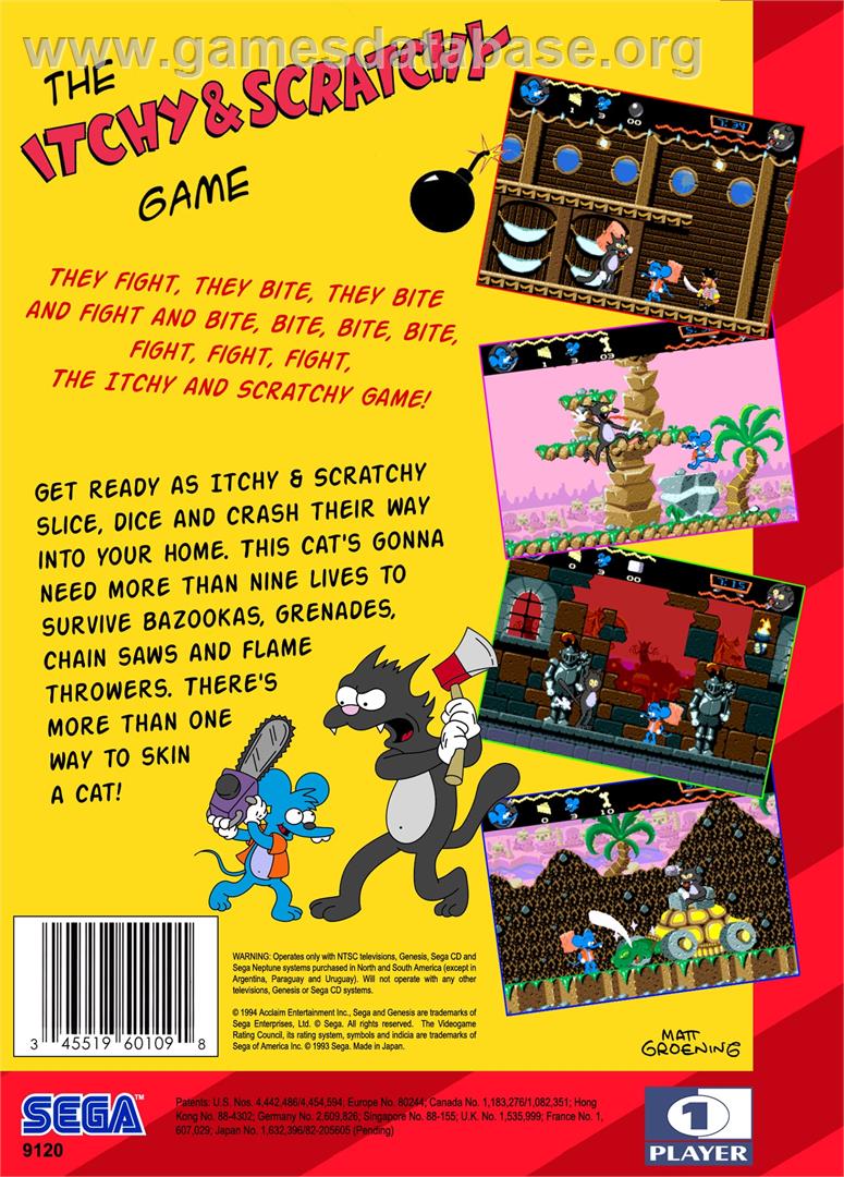 Itchy And Scratchy Game, The - Sega Genesis - Artwork - Box Back