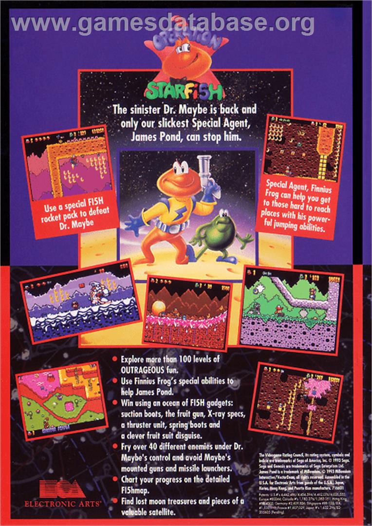 James Pond 3: Operation Starfish - Sega Genesis - Artwork - Box Back