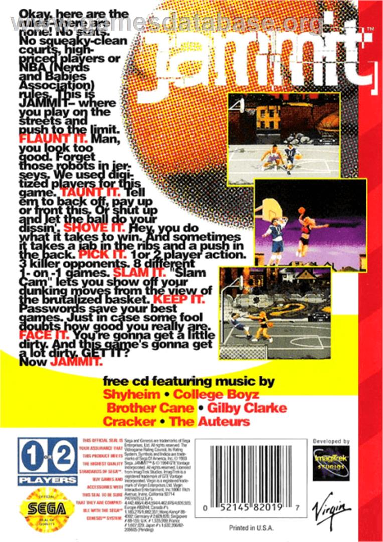 Jammit - Sega Genesis - Artwork - Box Back