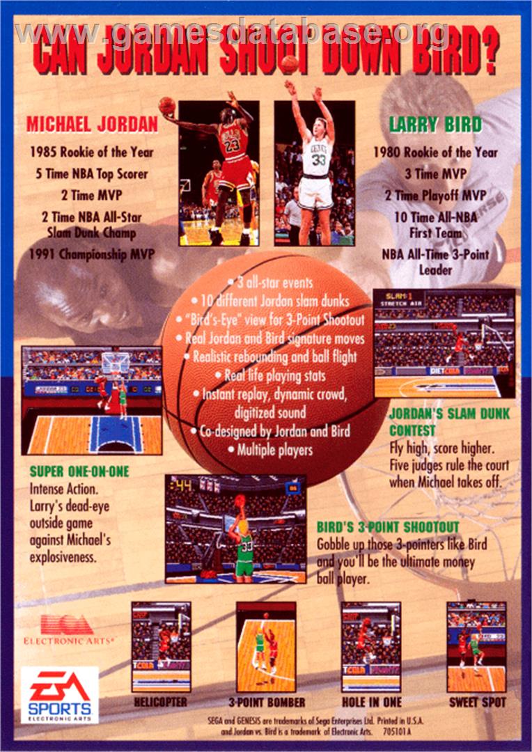 Jordan vs. Bird: One-on-One - Sega Genesis - Artwork - Box Back