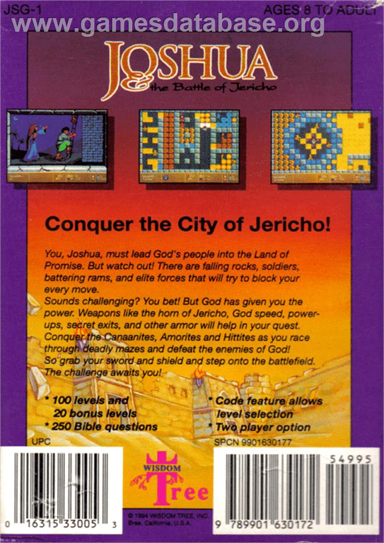 Joshua & the Battle of Jericho - Sega Genesis - Artwork - Box Back
