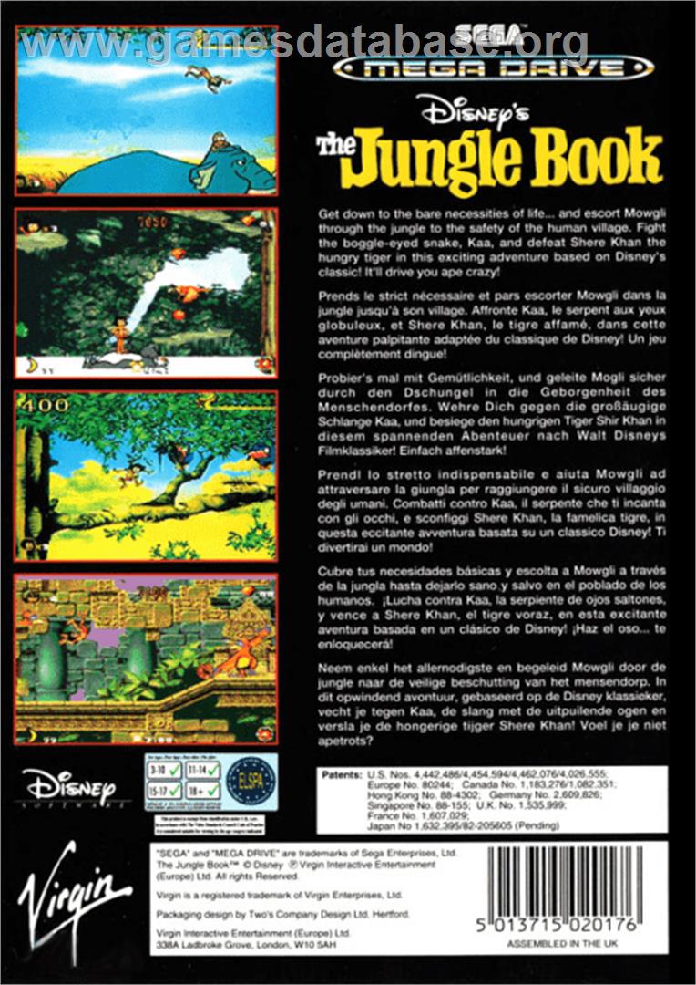 Jungle Book, The - Sega Genesis - Artwork - Box Back
