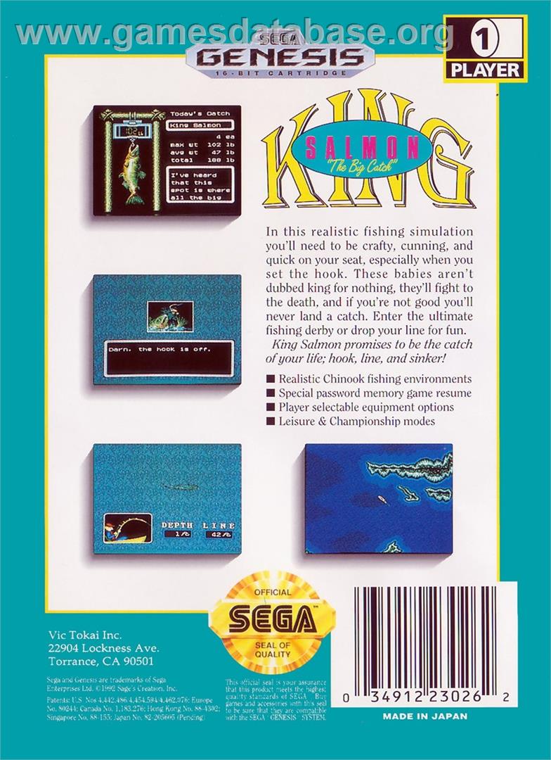 King Salmon - Sega Genesis - Artwork - Box Back