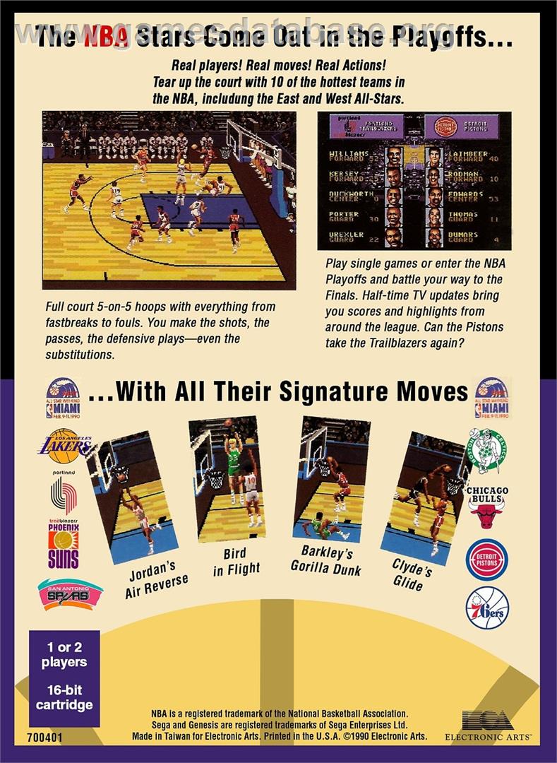 Lakers Versus Celtics And The Nba Playoffs - Sega Genesis - Artwork - Box Back