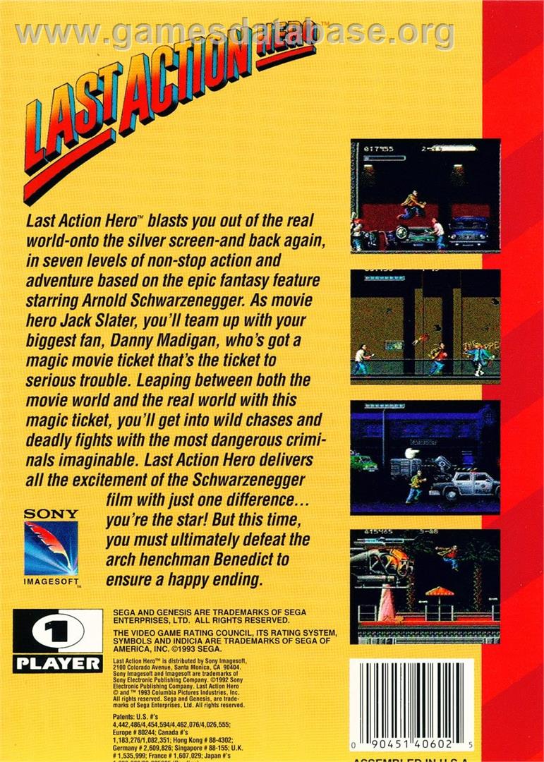 Last Action Hero - Sega Genesis - Artwork - Box Back
