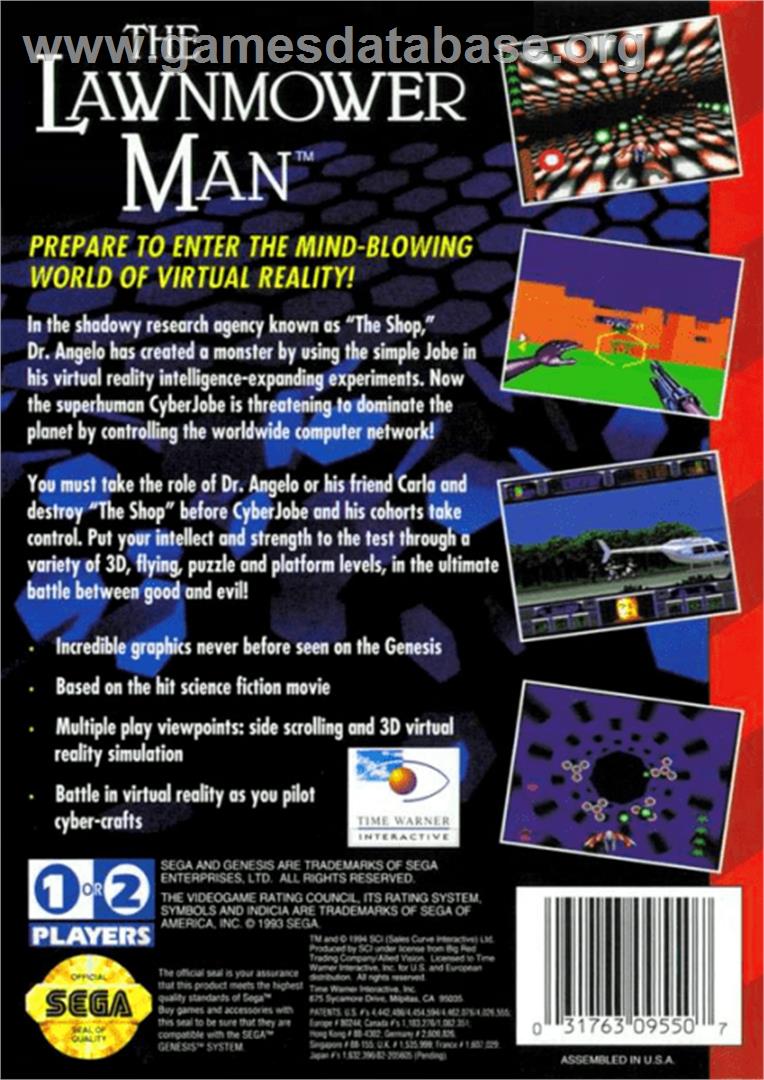 Lawnmower Man, The - Sega Genesis - Artwork - Box Back