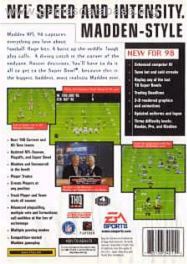 Madden NFL '98 - Sega Genesis - Artwork - Box Back