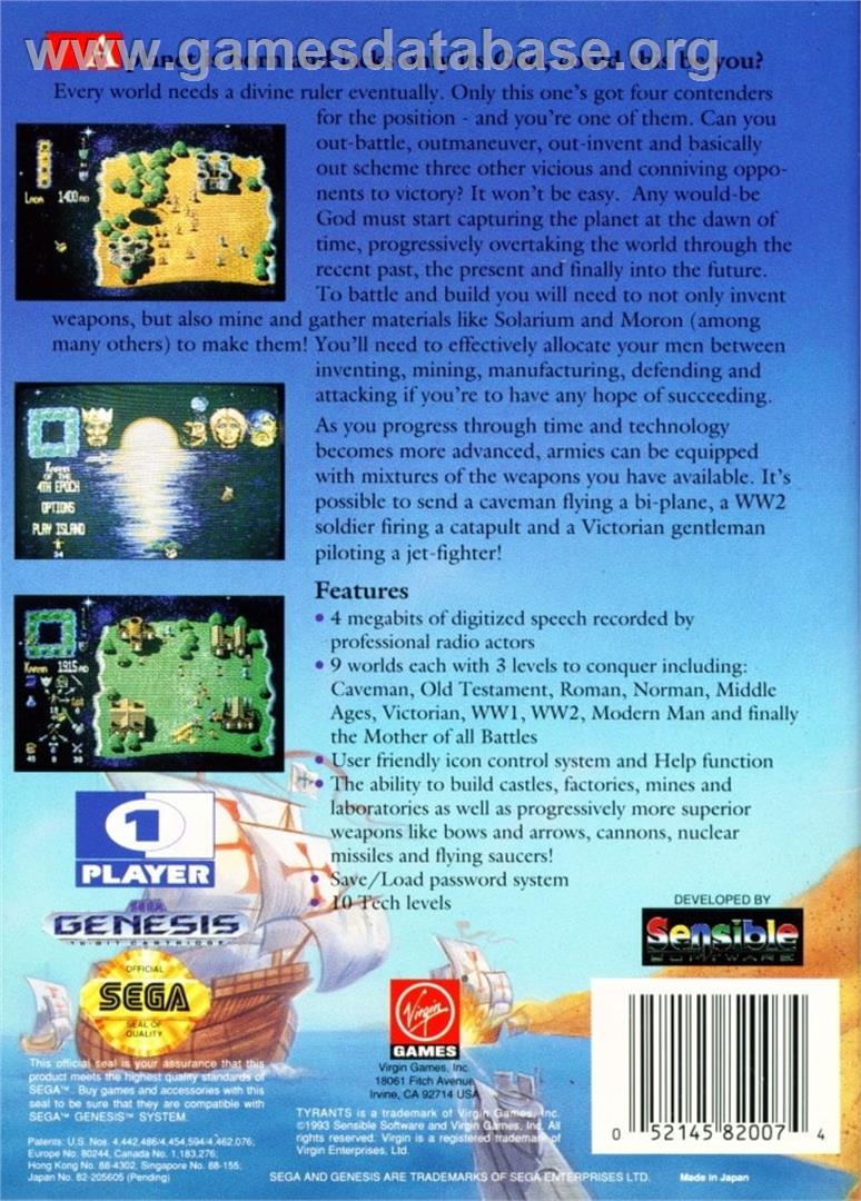 Mega Lo Mania - Sega Genesis - Artwork - Box Back