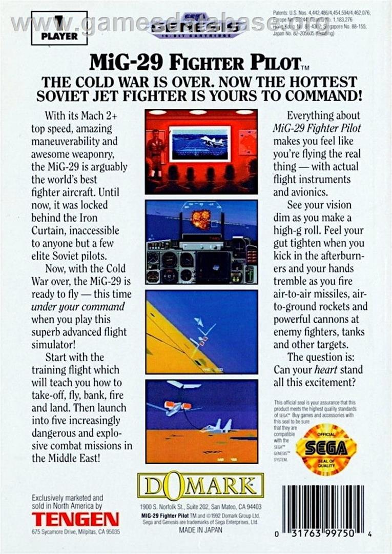 Mig-29 - Sega Genesis - Artwork - Box Back
