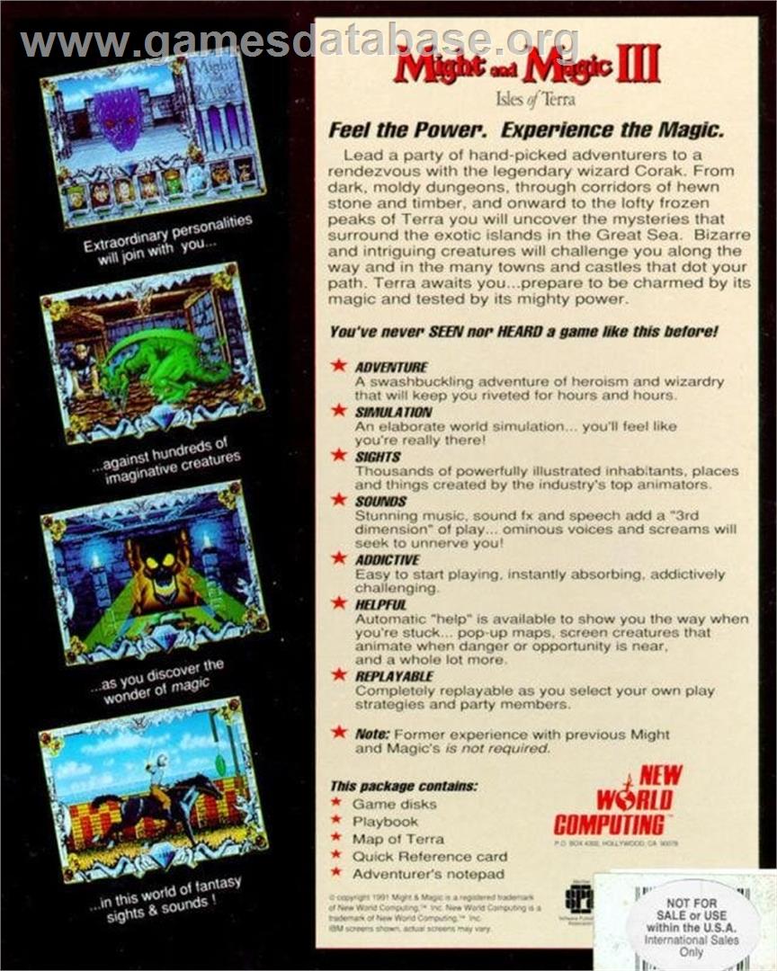 Might And Magic 3 - Isles Of Terra - Sega Genesis - Artwork - Box Back