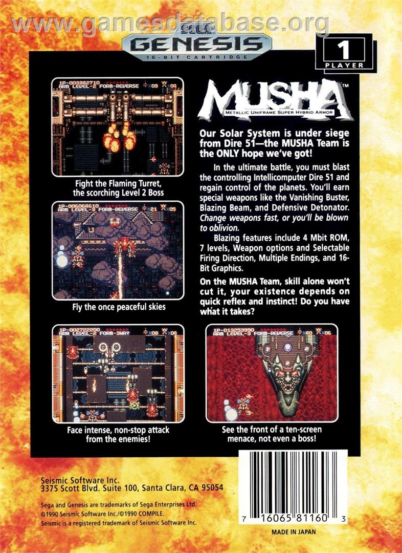 Musha Aleste - Full Metal Fighter Ellinor - Sega Genesis - Artwork - Box Back