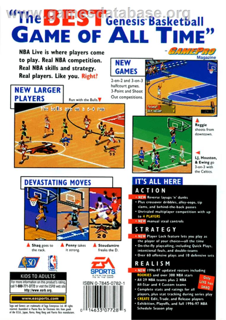 NBA Live '97 - Sega Genesis - Artwork - Box Back